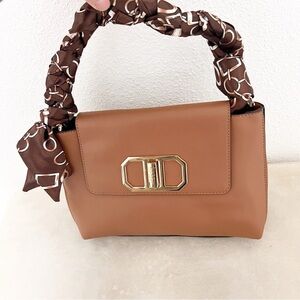 NWT Nicole Miller Brown Vegan Leather Shoulder Bag